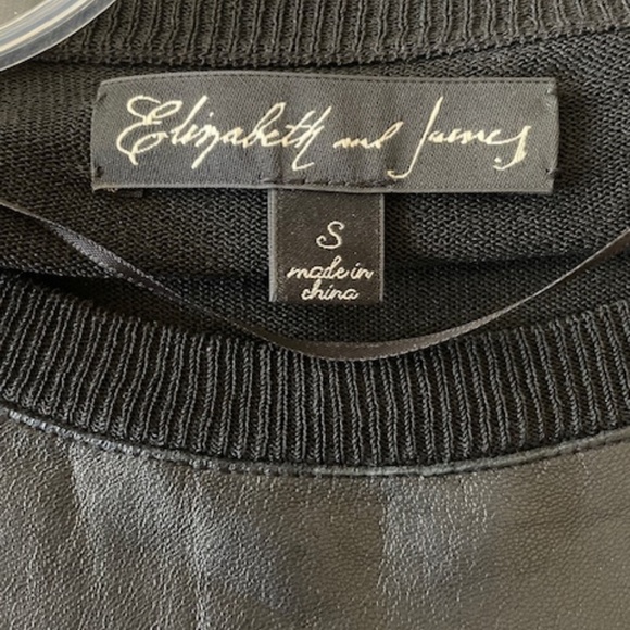 Elizabeth and James Black Lamb Leather Knit Top EUC - Picture 5 of 9